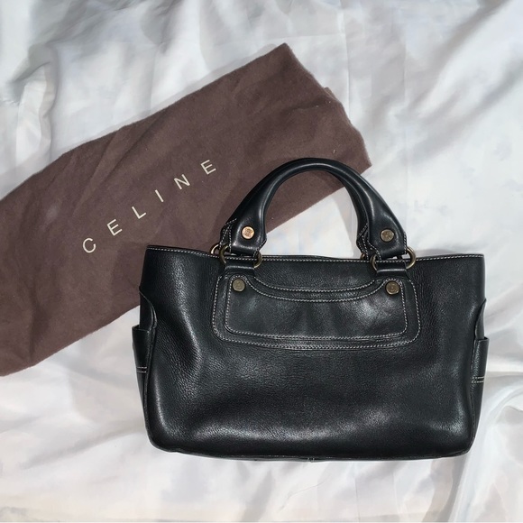 CÉLINE black calfkskinleather Boogie Bag tote with contrast stitching - Picture 1 of 11